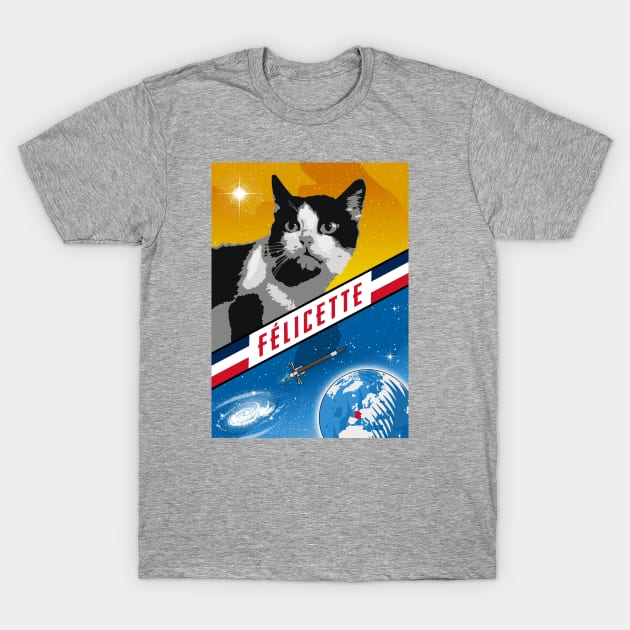 Felicette, First cat in space, France, 1963 — vintage space poster T-Shirt by Synthwave1950